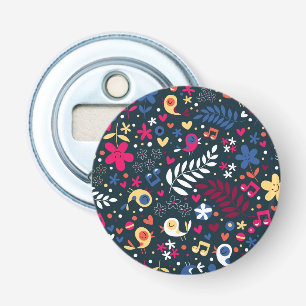 patroon van schattige vogels en bloemen button flesopener