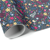 patroon van schattige vogels en bloemen cadeaupapier (Rol Hoek)