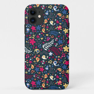 patroon van schattige vogels en bloemen iPhone 11 hoesje