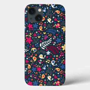 patroon van schattige vogels en bloemen iPhone 13 hoesje