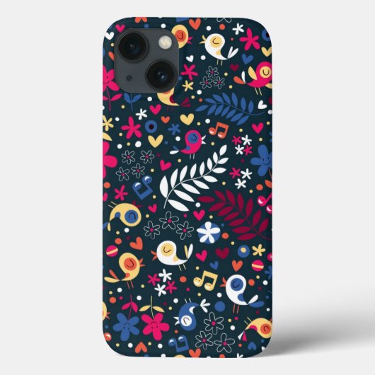 patroon van schattige vogels en bloemen Case-Mate iPhone case (Achterkant)