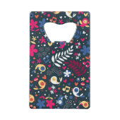 patroon van schattige vogels en bloemen creditkaart flessenopener (Achterkant)