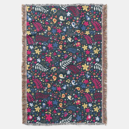 patroon van schattige vogels en bloemen deken (Voorkant Verticaal)