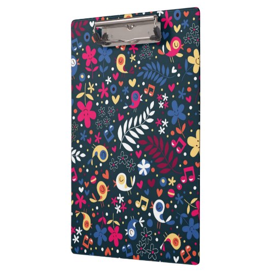 patroon van schattige vogels en bloemen klembord (Links)