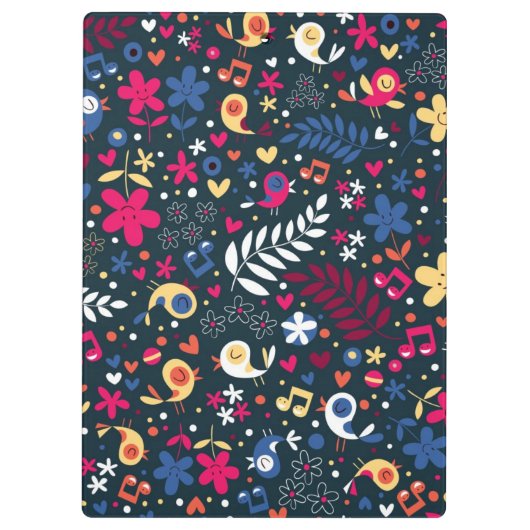 patroon van schattige vogels en bloemen klembord (Achterkant)