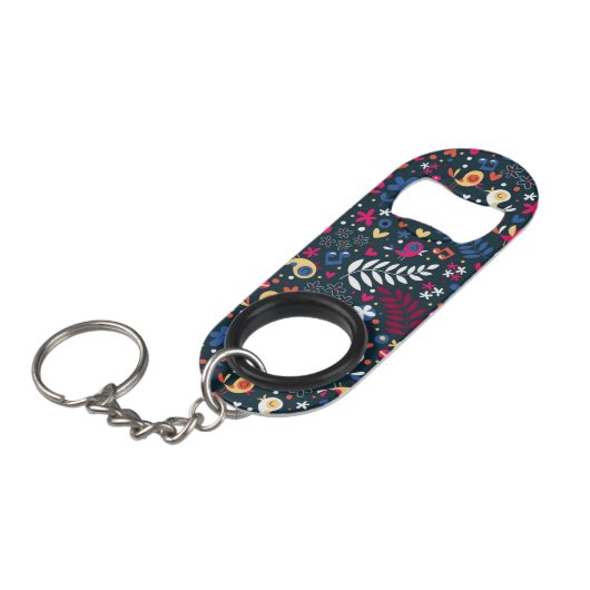 patroon van schattige vogels en bloemen mini flessenopener (Voorkant Gekanteld)