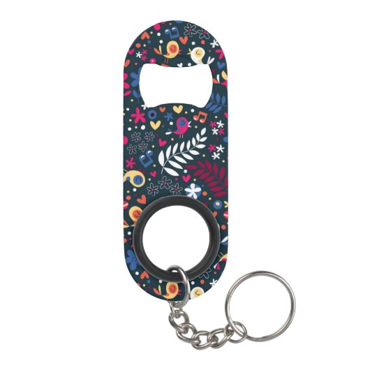 patroon van schattige vogels en bloemen mini flessenopener (Achterkant)