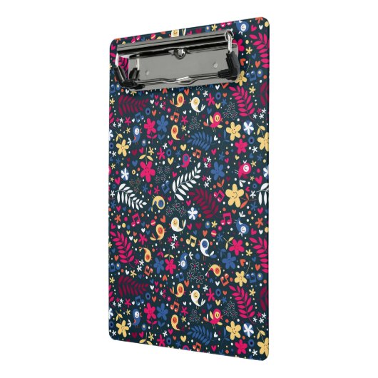 patroon van schattige vogels en bloemen mini klembord (Angled2)