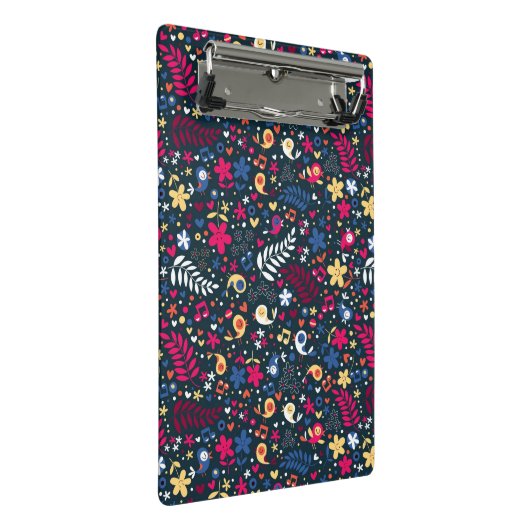 patroon van schattige vogels en bloemen mini klembord (Schuin)