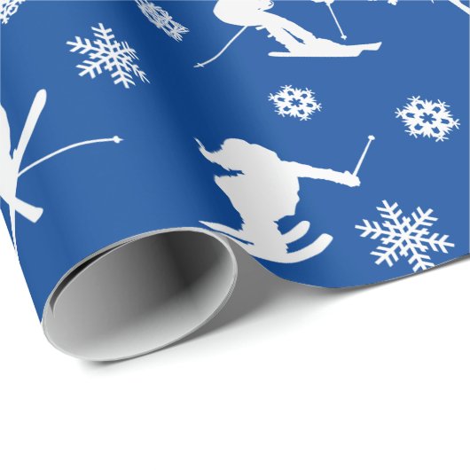 Patroon van slangen. Witte silhouettes op blauw om Cadeaupapier (Rol Hoek)