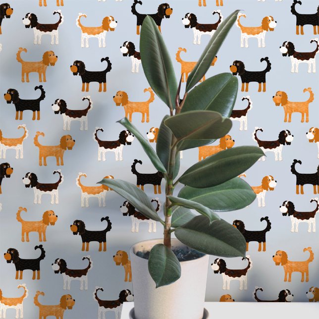 Patroon van spaniël-honden behang (Cute Cavalier King Charles Spaniel dog peel and stick wallpaper)
