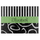 patroon van strips, patroon van cirkels, Jouw naam Snijplank (Voorkant)