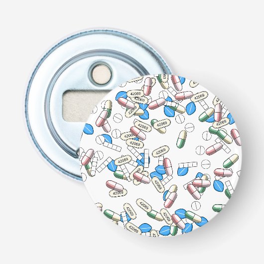 Patroon van strooipillen button flesopener (Voorkant)