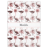 Patroon van struisvogels en kangoeroes en palmbome klembord (Achterkant)