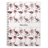 Patroon van struisvogels en kangoeroes en palmbome notitieboek (Voorkant)