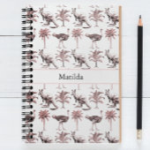 Patroon van struisvogels en kangoeroes en palmbome notitieboek