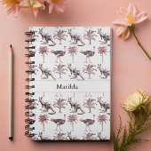 Patroon van struisvogels en kangoeroes en palmbome notitieboek