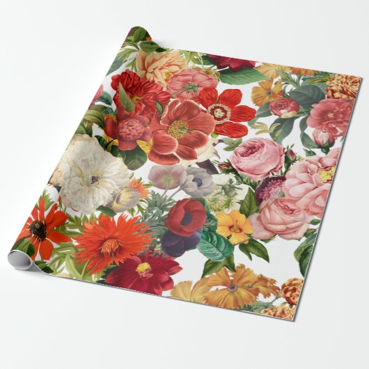  patroon van tuinbloemen cadeaupapier (Uitgerold)