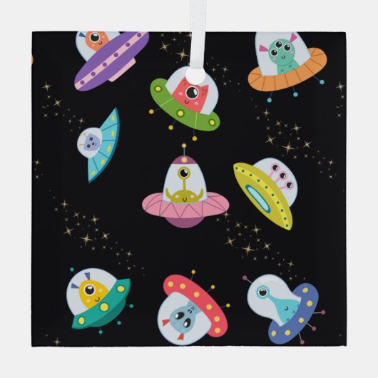 PATROON VAN UFO-SCHEPEN GLAS ORNAMENT (Achterkant)