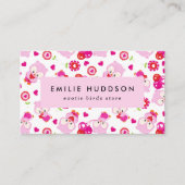 Patroon van uilen, roze uilen, dierenwinkel, vogel visitekaartje (Voorkant)