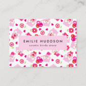 Patroon van uilen, roze uilen, dierenwinkel, vogel visitekaartje (Voorkant)