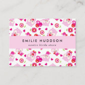 Patroon van uilen, roze uilen, dierenwinkel, vogel visitekaartje (Voorkant)