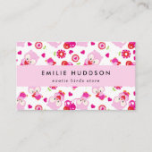 Patroon van uilen, roze uilen, dierenwinkel, vogel visitekaartje (Voorkant)