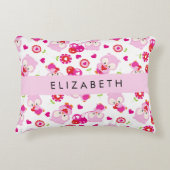 Patroon van uilen, schattige uilen, roze uilen, Jo Accent Kussen (Voorkant)