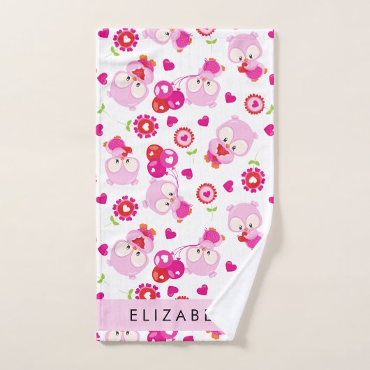 Patroon van uilen, schattige uilen, roze uilen, Jo Bad Handdoek (Handdoek)