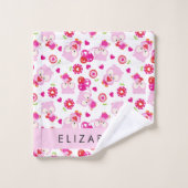 Patroon van uilen, schattige uilen, roze uilen, Jo Bad Handdoek (Wasdoekje)