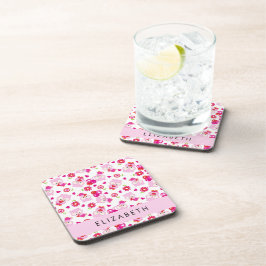 Patroon van uilen, schattige uilen, roze uilen, Jo Bier Onderzetter