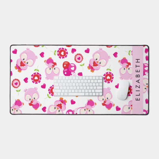 Patroon van uilen, schattige uilen, roze uilen, Jo Bureaumat (Keyboard & Muis)