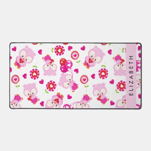 Patroon van uilen, schattige uilen, roze uilen, Jo Bureaumat (Voorkant)