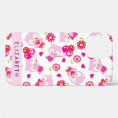 Patroon van uilen, schattige uilen, roze uilen, Jo Case-Mate iPhone Case (Achterkant (horizontaal))