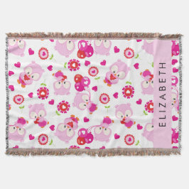 Patroon van uilen, schattige uilen, roze uilen, Jo Deken