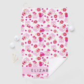 Patroon van uilen, schattige uilen, roze uilen, Jo Golfhanddoek (Insitu)