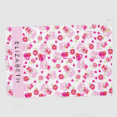 Patroon van uilen, schattige uilen, roze uilen, Jo Golfhanddoek (Horizontaal)