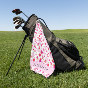 Patroon van uilen, schattige uilen, roze uilen, Jo Golfhanddoek