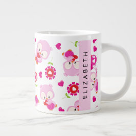 Patroon van uilen, schattige uilen, roze uilen, Jo Grote Koffiekop