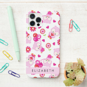 Patroon van uilen, schattige uilen, roze uilen, Jo iPhone 12 Pro Hoesje