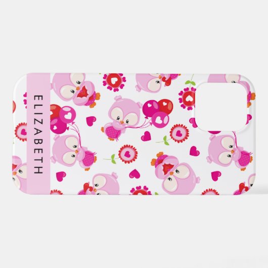 Patroon van uilen, schattige uilen, roze uilen, Jo iPhone Hoesje (Achterkant horizontaal)