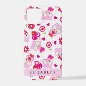 Patroon van uilen, schattige uilen, roze uilen, Jo iPhone Hoesje (Achterkant)