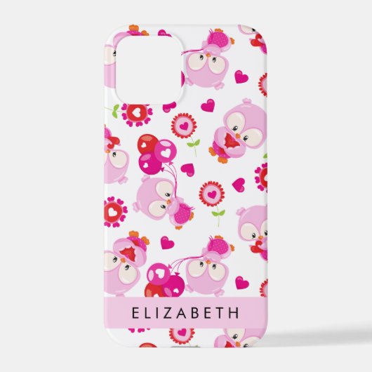 Patroon van uilen, schattige uilen, roze uilen, Jo iPhone Hoesje (Achterkant)