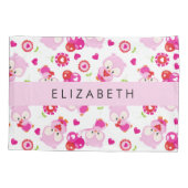 Patroon van uilen, schattige uilen, roze uilen, Jo Kussensloop (Achterkant)