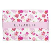 Patroon van uilen, schattige uilen, roze uilen, Jo Kussensloop (Voorkant)