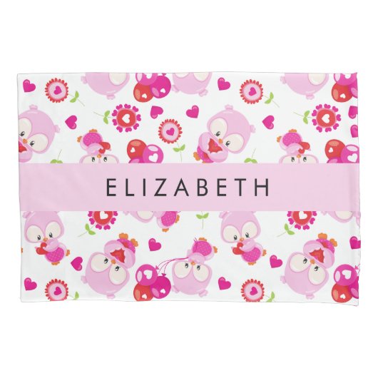 Patroon van uilen, schattige uilen, roze uilen, Jo Kussensloop (Voorkant)