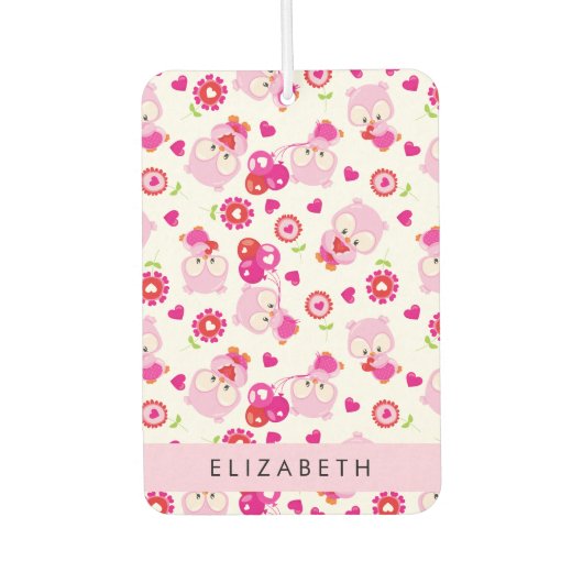 Patroon van uilen, schattige uilen, roze uilen, Jo Luchtverfrisser (Voorkant)