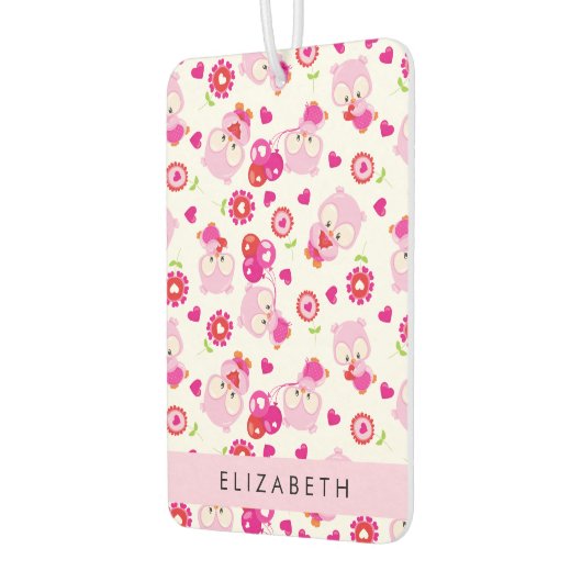 Patroon van uilen, schattige uilen, roze uilen, Jo Luchtverfrisser (Links)