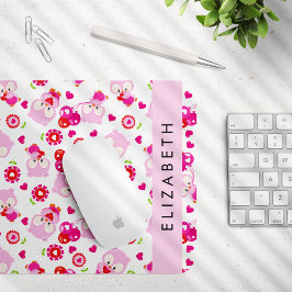 Patroon van uilen, schattige uilen, roze uilen, Jo Muismat