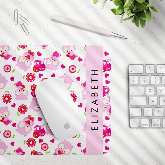 Patroon van uilen, schattige uilen, roze uilen, Jo Muismat